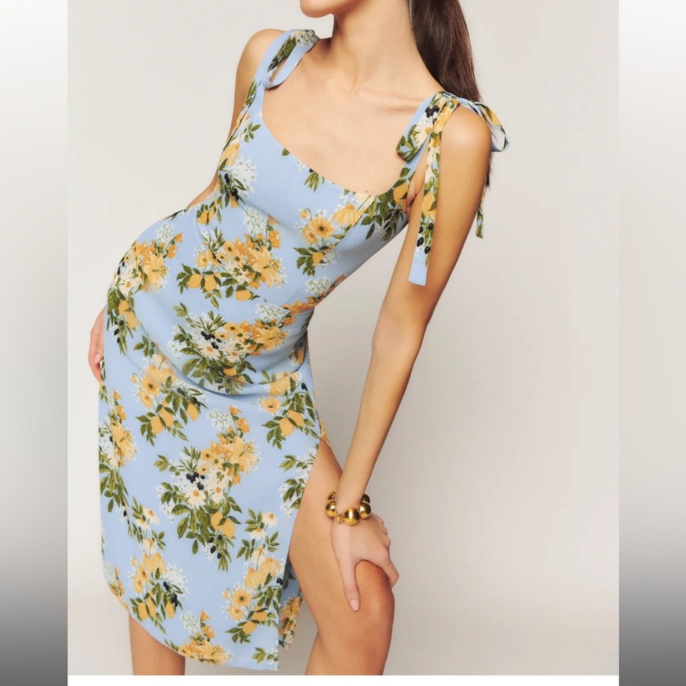 Reformation Blue Floral Midi Dress